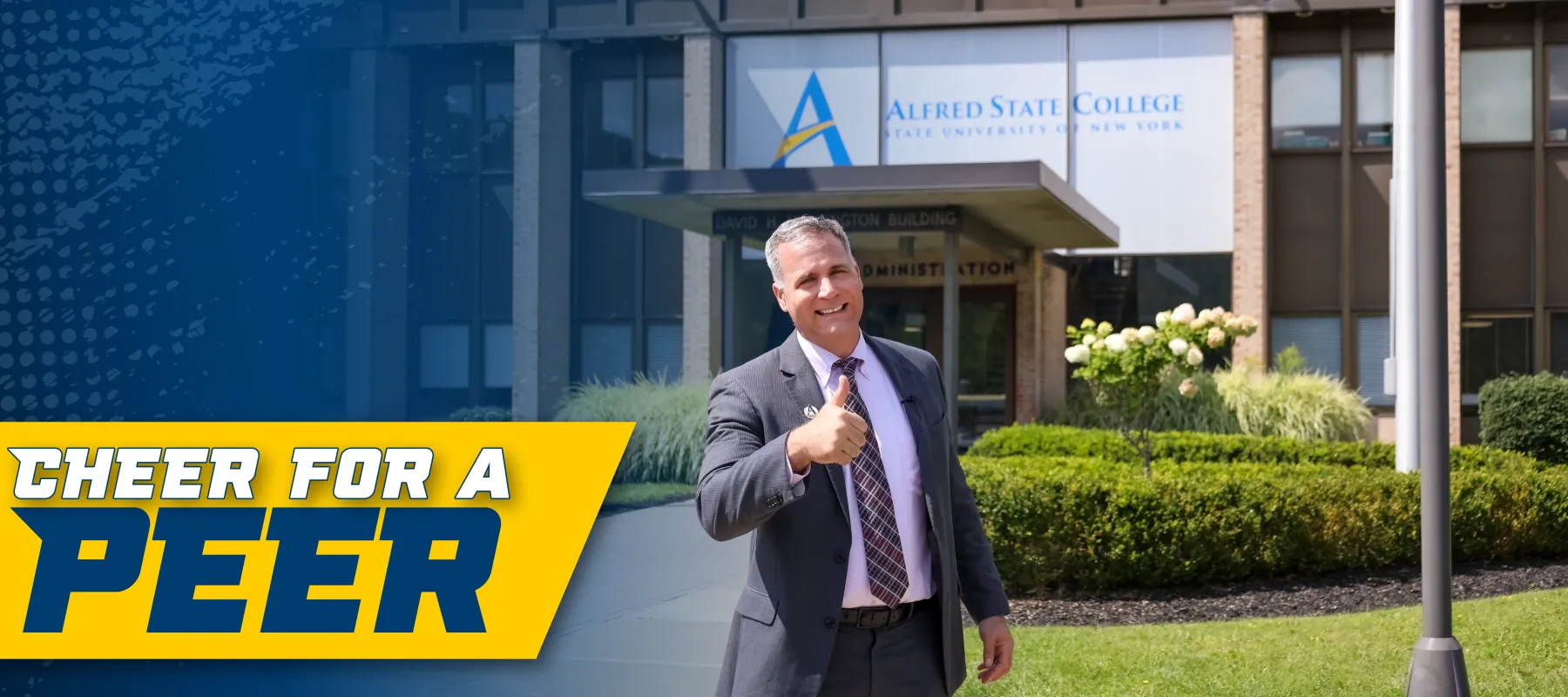 Graphic of Dr. Mauro with a thumbs up for Cheer for a Peer