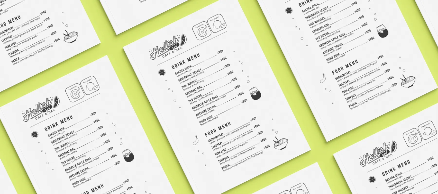 A digitally designed image depicting graphic design of a menu.