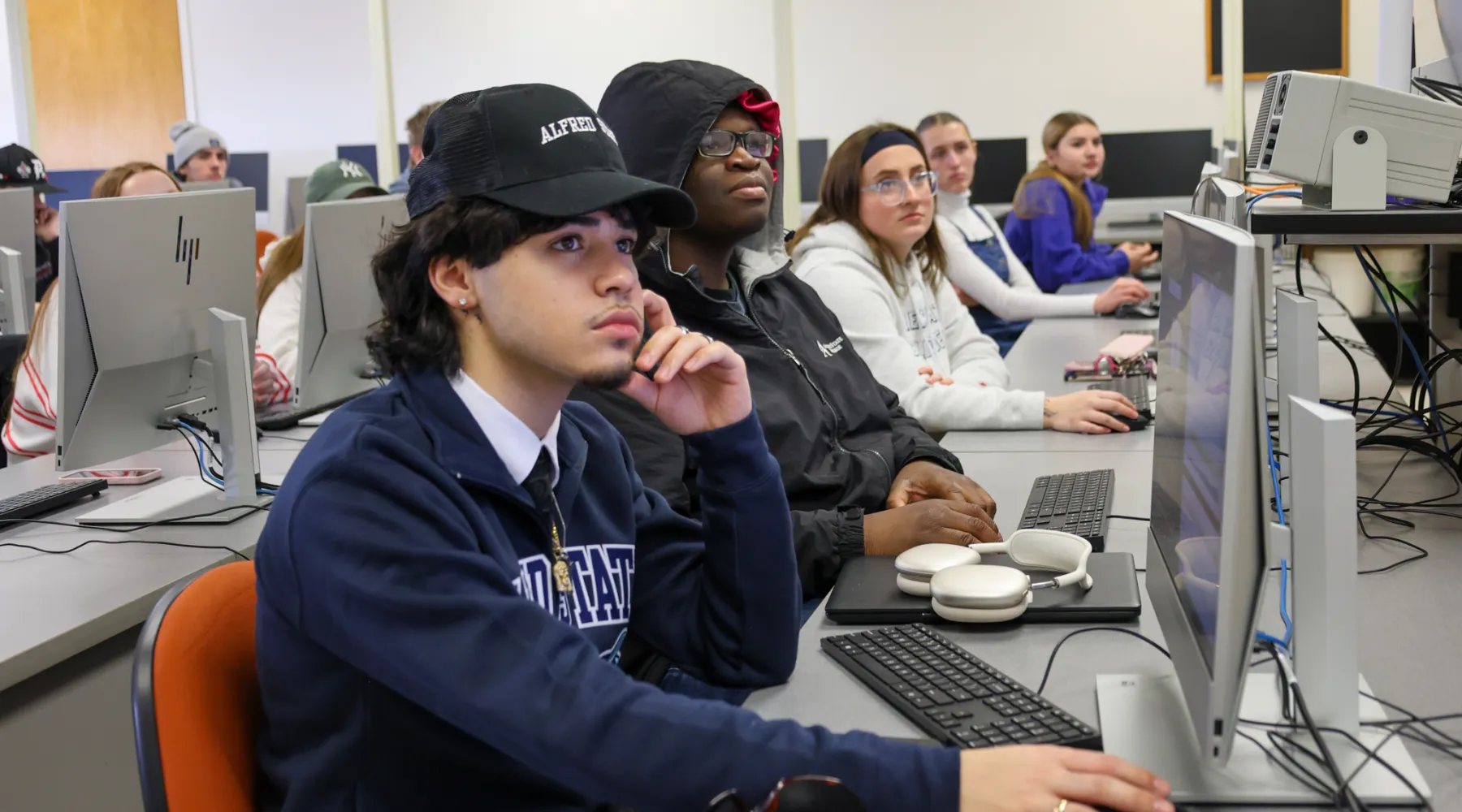 Students working in a computer lab