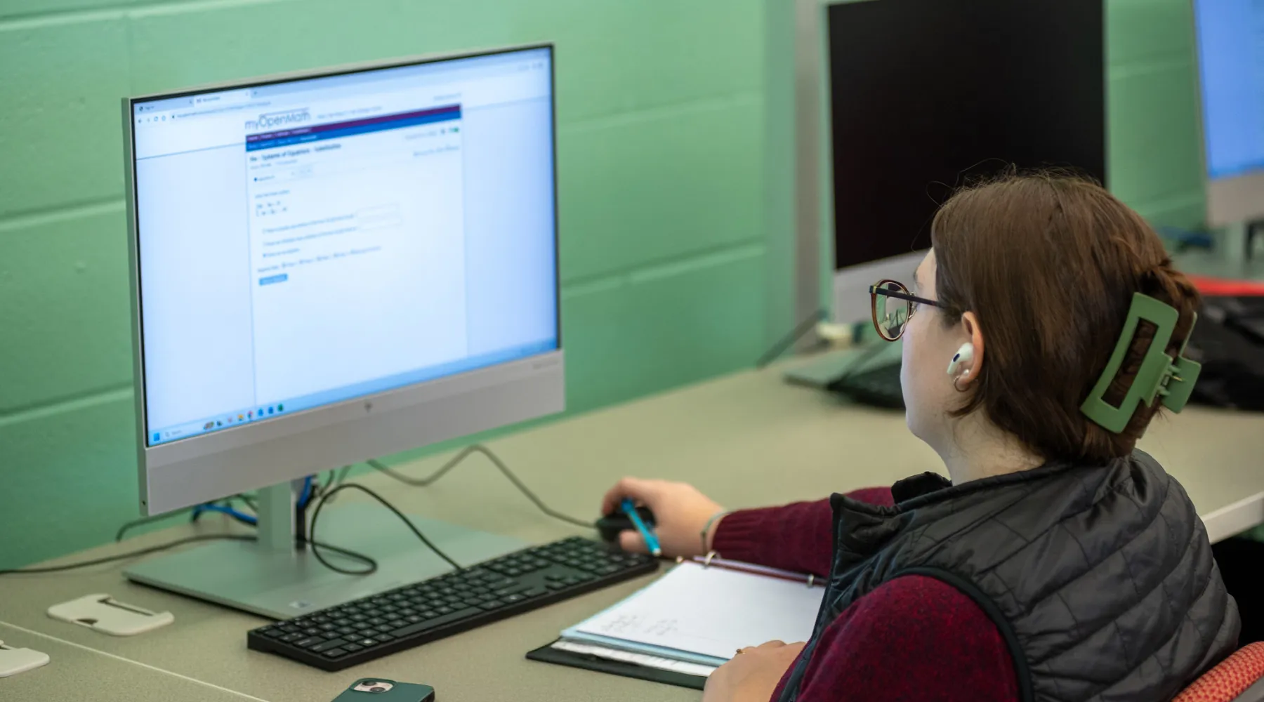 A student working on a computer