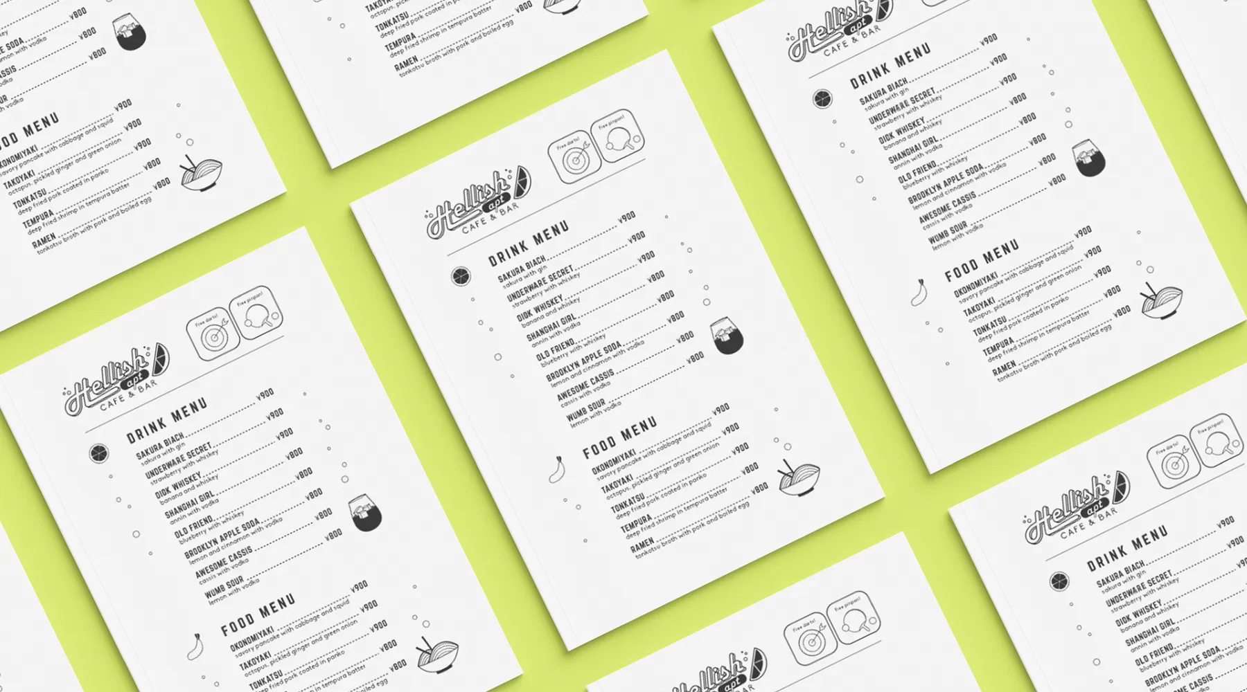 A digitally designed image depicting graphic design of a menu.